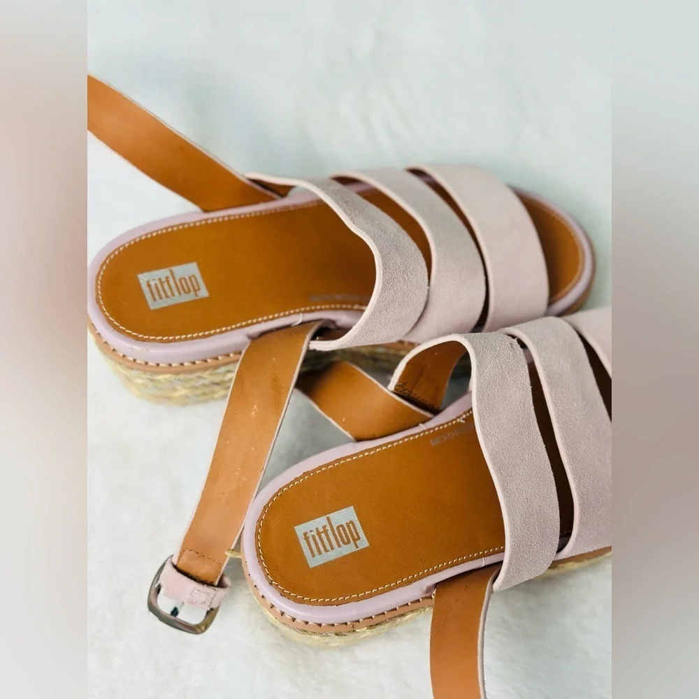 Fitflop Eloise Espadrille Suede Strappy Wedge Sandals in Soft Lilac Size 36 or 5